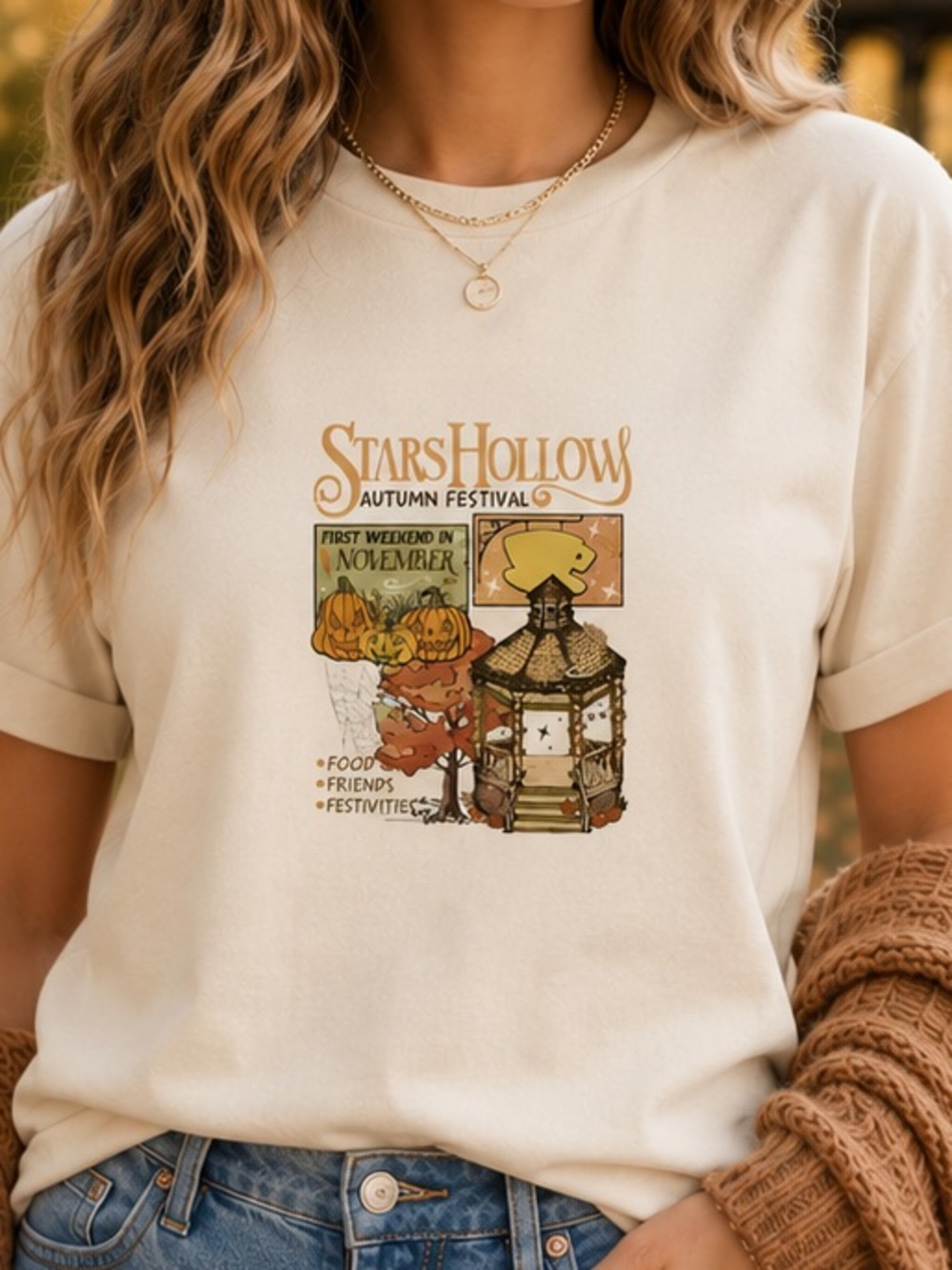 Stars Hollow Cream Autumn Festival Graphic Tee - Women